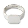 Base Anillo Regulable Plateado - Cuadrado Plano - 10mm